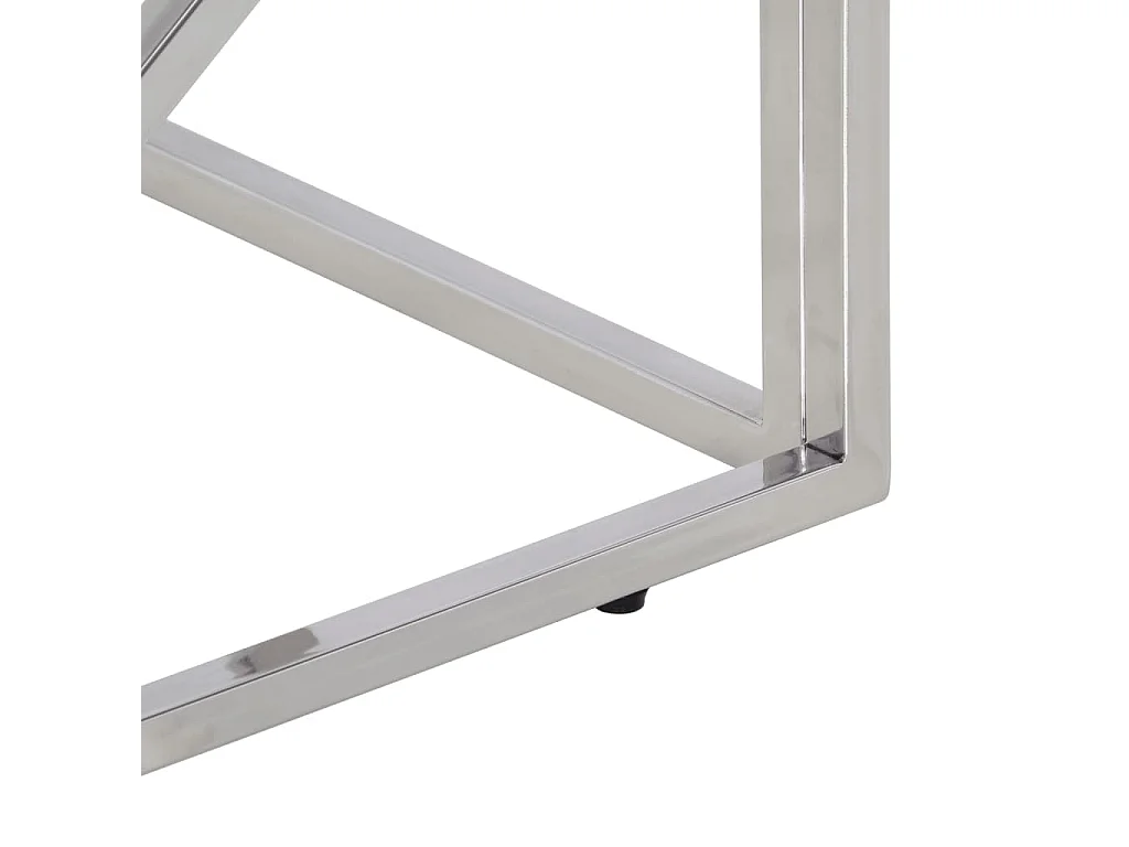 Couchtisch Beistelltisch Silbern Edelstahl und Hartglas -MN64903