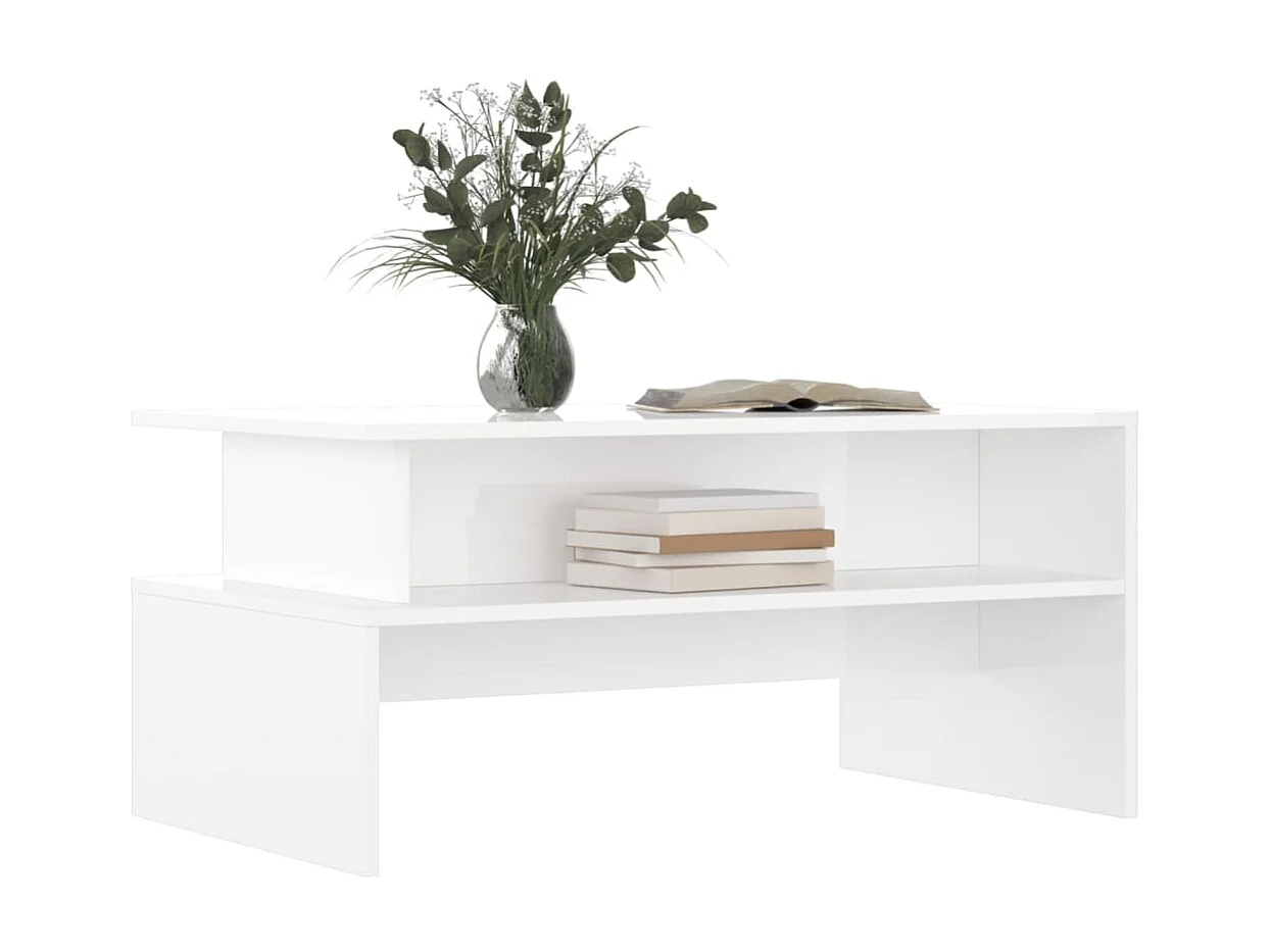 Couchtisch Beistelltisch Hochglanz-Weiß 90x55x42,5 cm Holzwerkstoff -MN91460