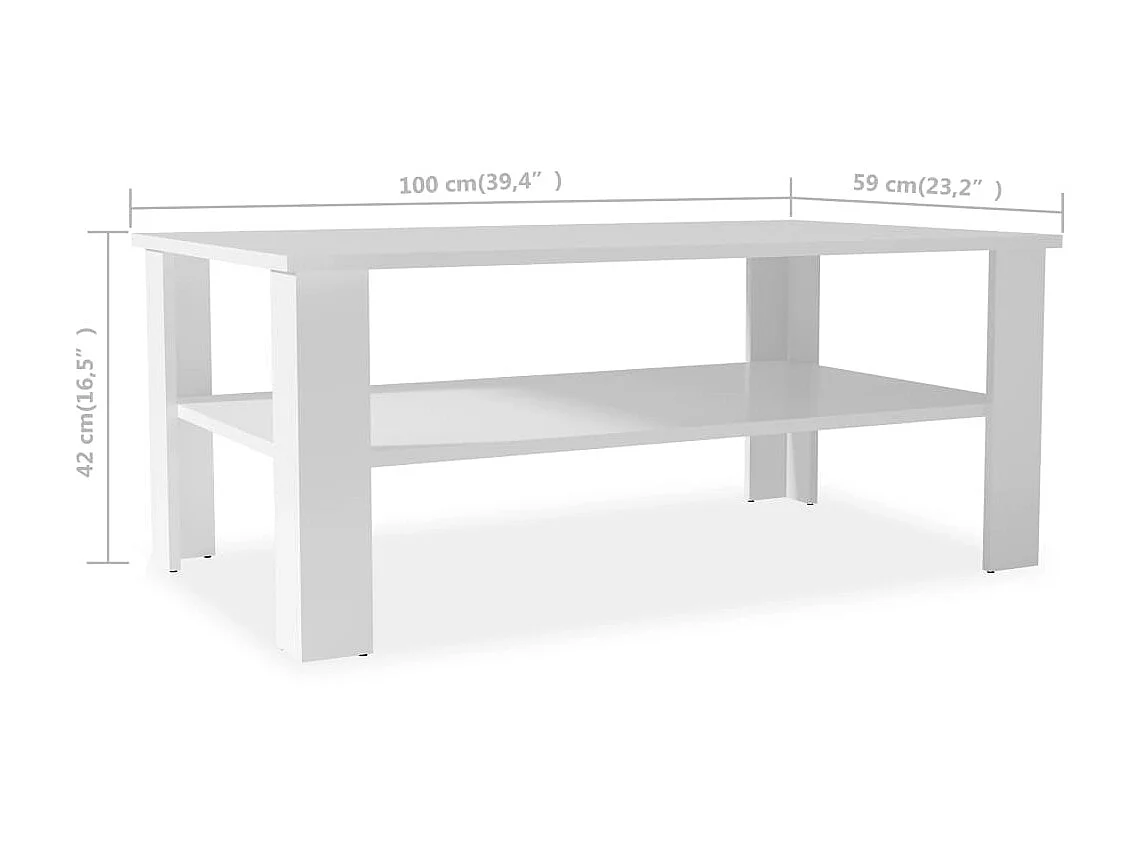 Couchtisch Beistelltisch Holzwerkstoff 100x59x42 cm Weiß -MN40453
