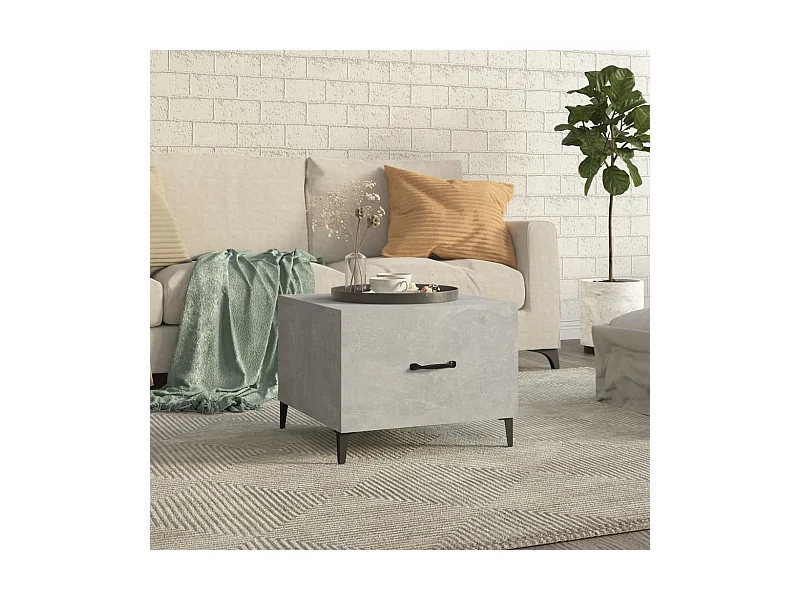 Couchtisch Beistelltisch mit Metallbeinen Betongrau 50x50x40 cm -MN11276