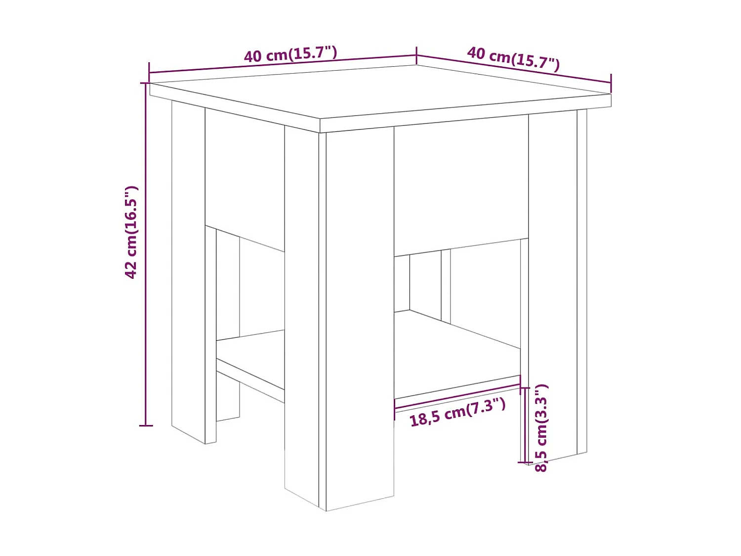 Couchtisch Beistelltisch Weiß 40x40x42 cm Holzwerkstoff -MN22370