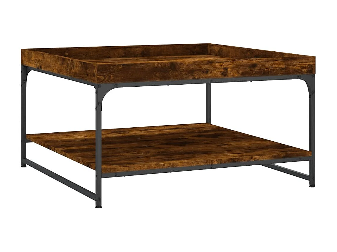 Couchtisch Beistelltisch Räuchereiche 80x80x45 cm Holzwerkstoff und Eisen -MN35166