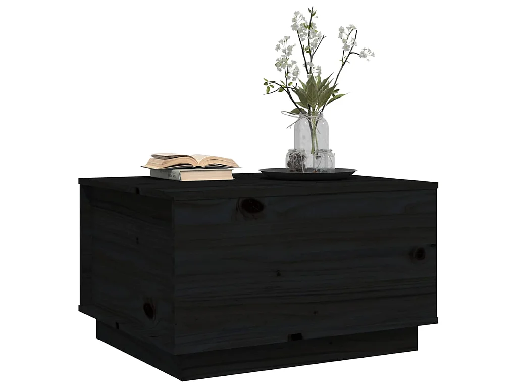 Couchtisch Beistelltisch Schwarz 60x50x35 cm Massivholz Kiefer -MN81684