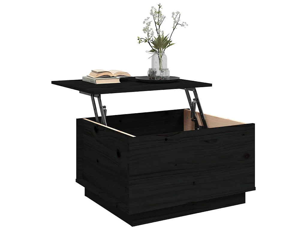 Couchtisch Beistelltisch Schwarz 60x50x35 cm Massivholz Kiefer -MN81684