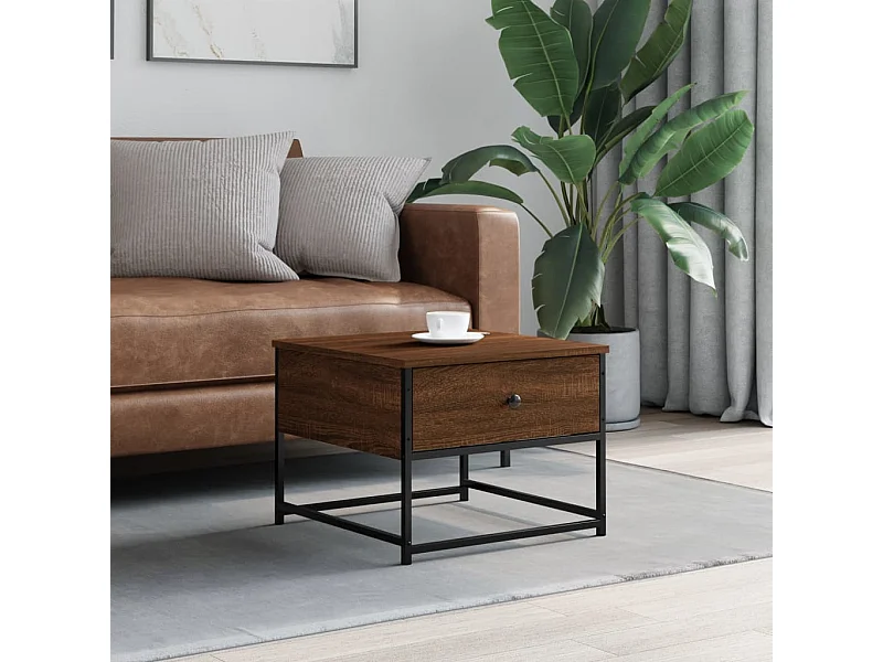 Couchtisch Braun Beistelltisch Eichen-Optik 51x51x40 cm Holzwerkstoff -MN59935