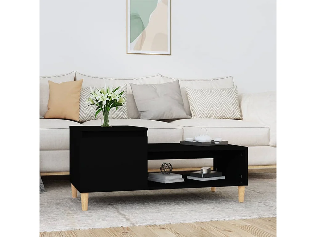 Couchtisch Beistelltisch Schwarz 100x50x45 cm Holzwerkstoff -MN88256