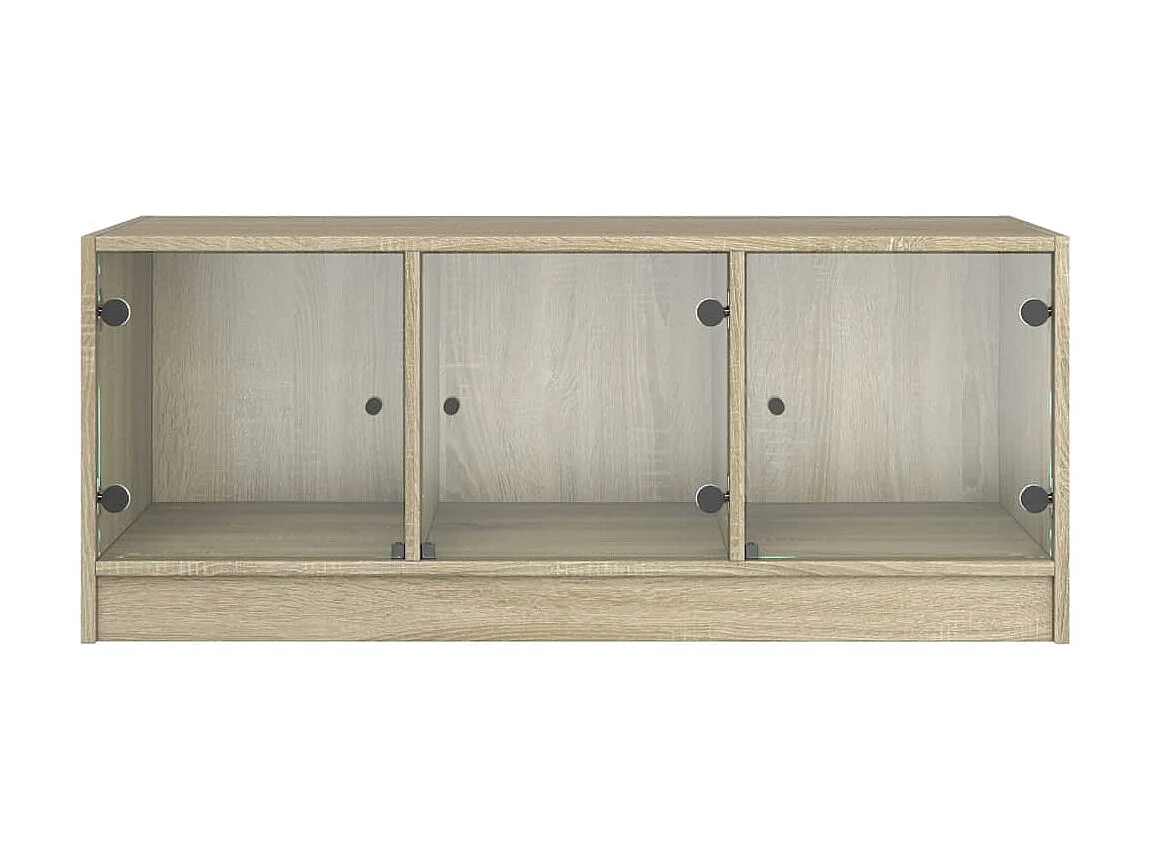 Couchtisch Beistelltisch mit Glastüren Sonoma-Eiche 102x50x42 cm -MN64068