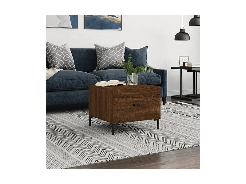 Couchtisch Braun Beistelltisch Eichen-Optik 50x50x40 cm Holzwerkstoff -MN20516