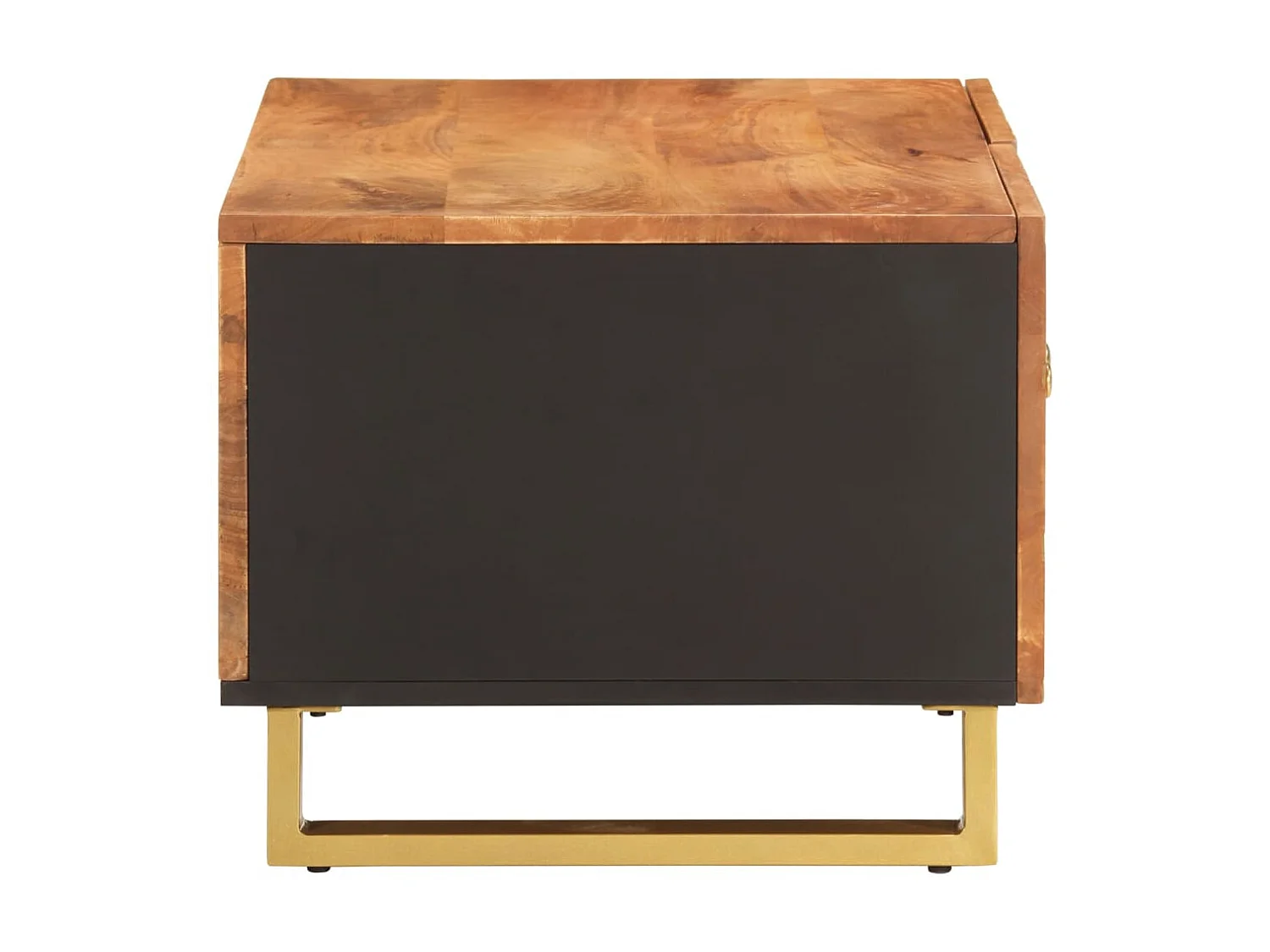 Couchtisch Braun Beistelltisch und Schwarz 80x50x40 cm Massivholz Mango -MN89129