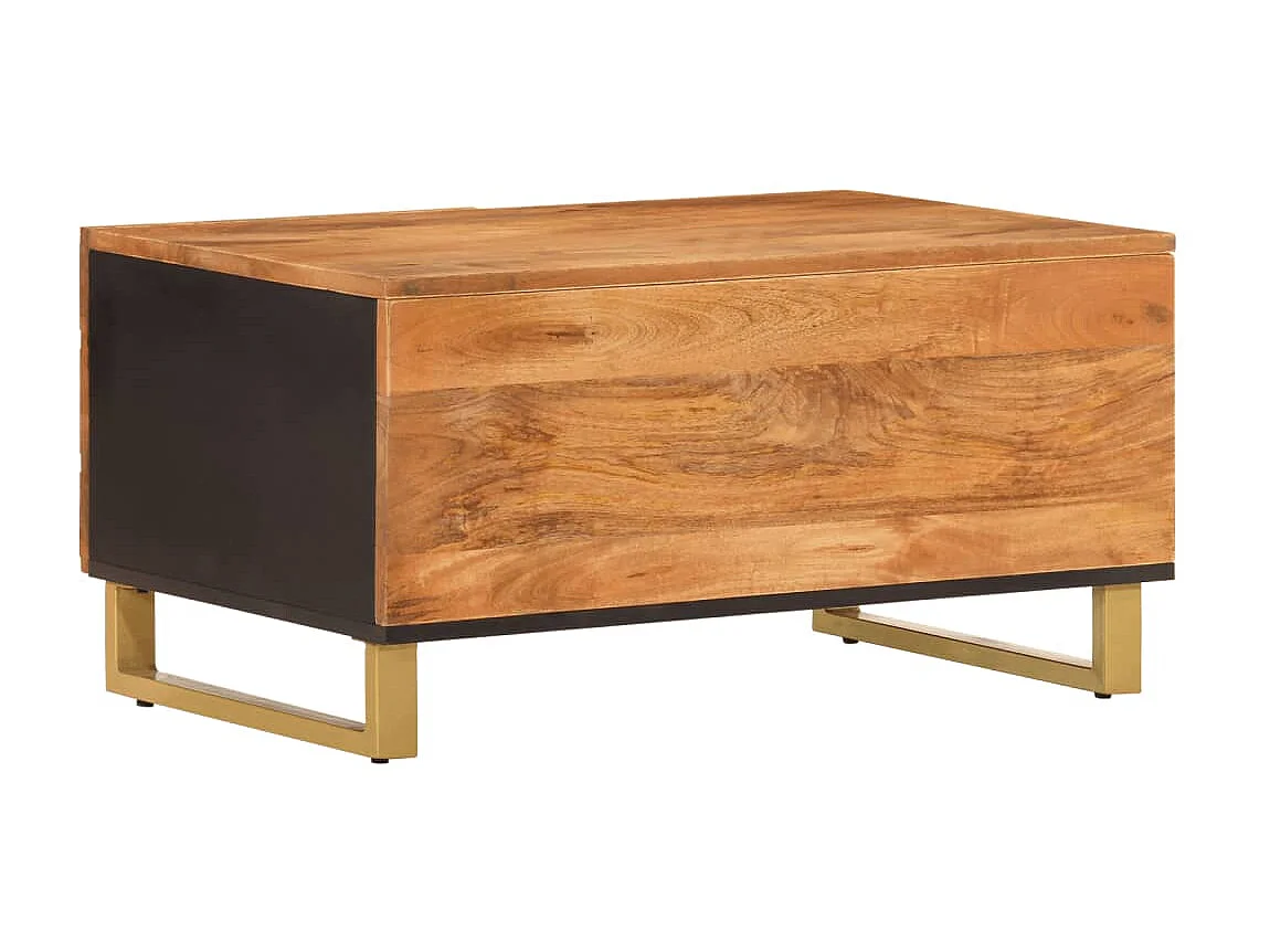Couchtisch Braun Beistelltisch und Schwarz 80x50x40 cm Massivholz Mango -MN89129