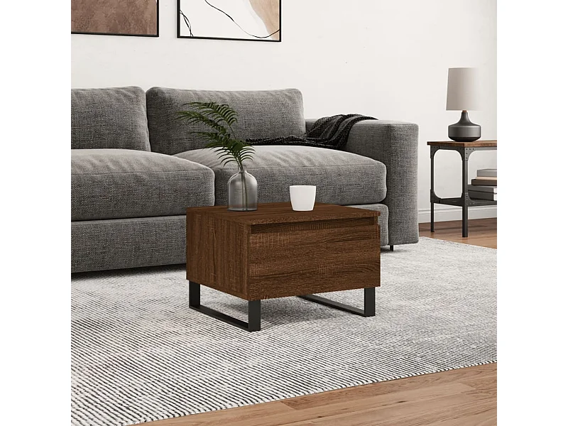 Couchtisch Braun Beistelltisch Eichen-Optik 50x46x35 cm Holzwerkstoff -MN87075