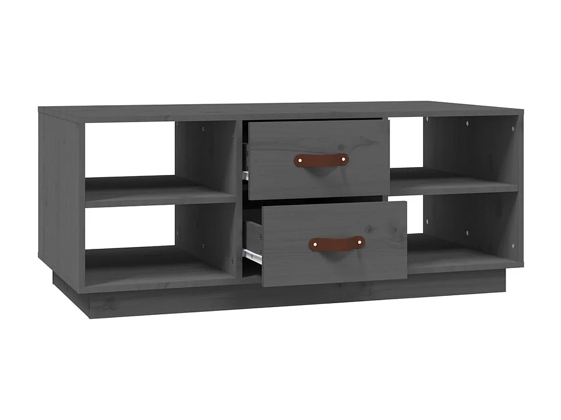 Couchtisch Beistelltisch Grau 100x50x41 cm Massivholz Kiefer -MN92604