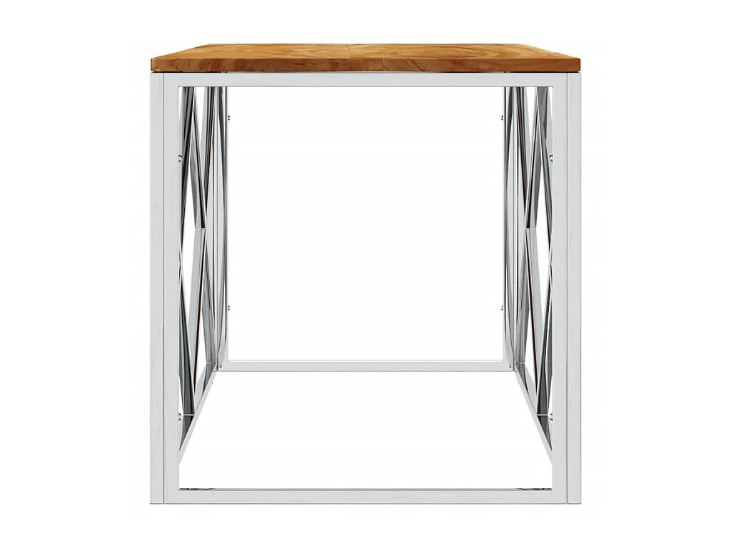 Couchtisch Beistelltisch Edelstahl und Massivholz Akazie -MN64123