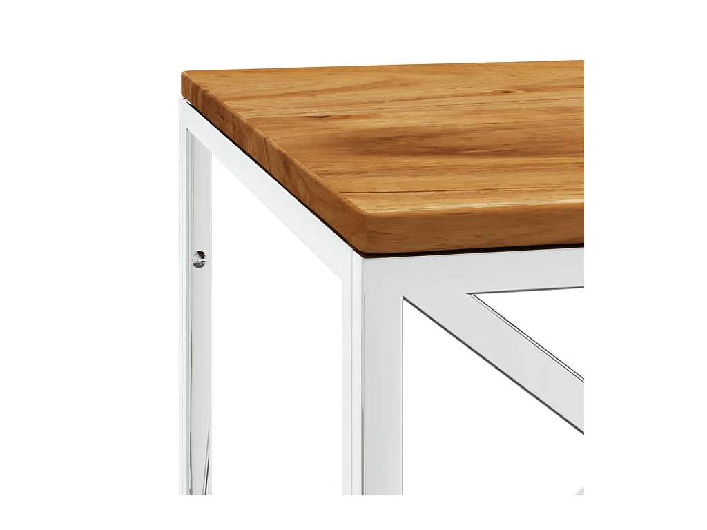 Couchtisch Beistelltisch Edelstahl und Massivholz Akazie -MN64123