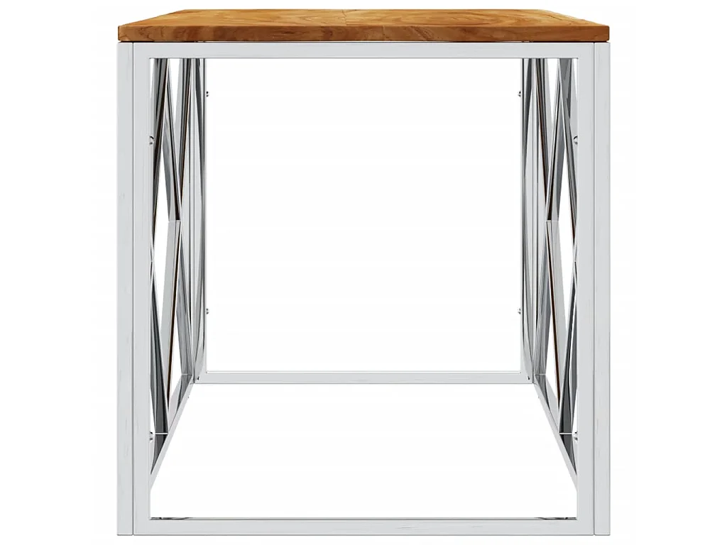 Couchtisch Beistelltisch Edelstahl und Massivholz Akazie -MN64123