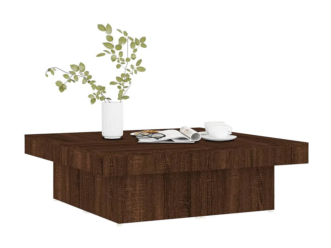 Couchtisch Braun Beistelltisch Eichen-Optik 90x90x28 cm Holzwerkstoff -MN16332