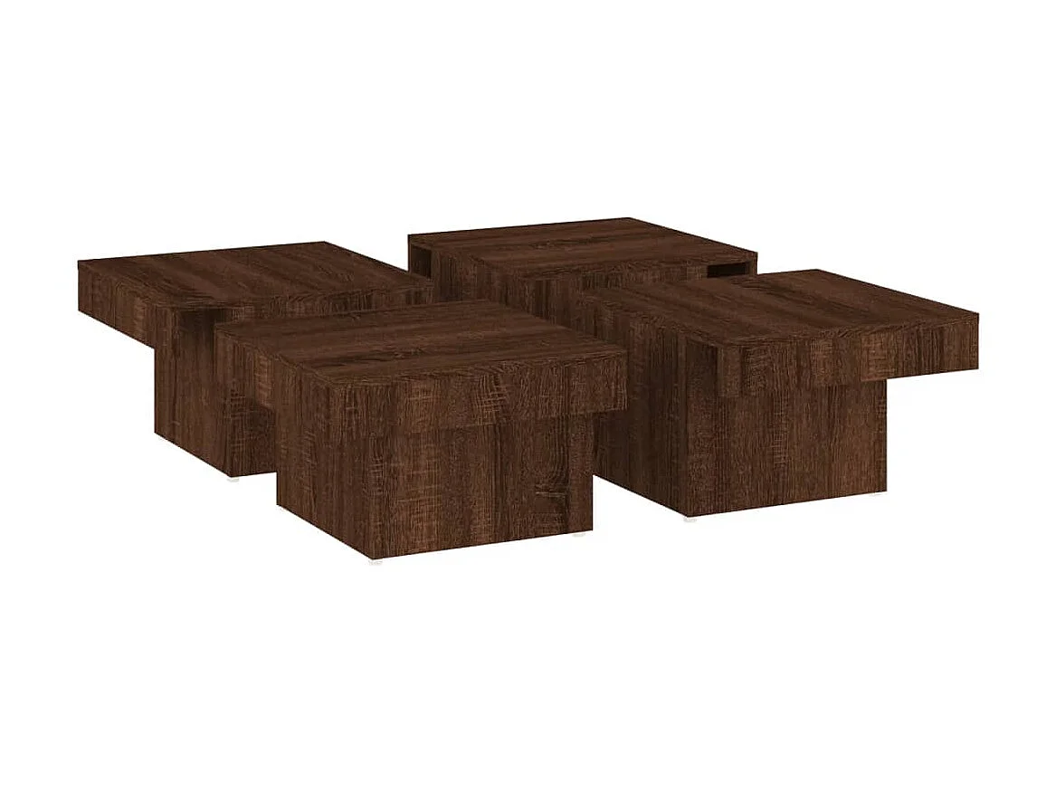 Couchtisch Braun Beistelltisch Eichen-Optik 90x90x28 cm Holzwerkstoff -MN16332