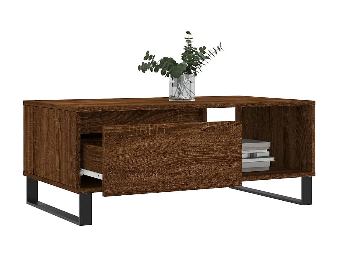 Couchtisch Braun Beistelltisch Eichen-Optik 90x50x36,5 cm Holzwerkstoff -MN25859