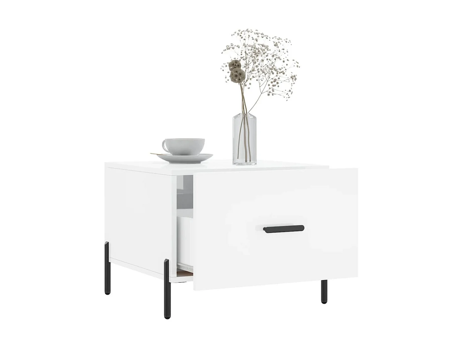 Couchtisch Beistelltisch Hochglanz-Weiß 50x50x40 cm Holzwerkstoff -MN73863