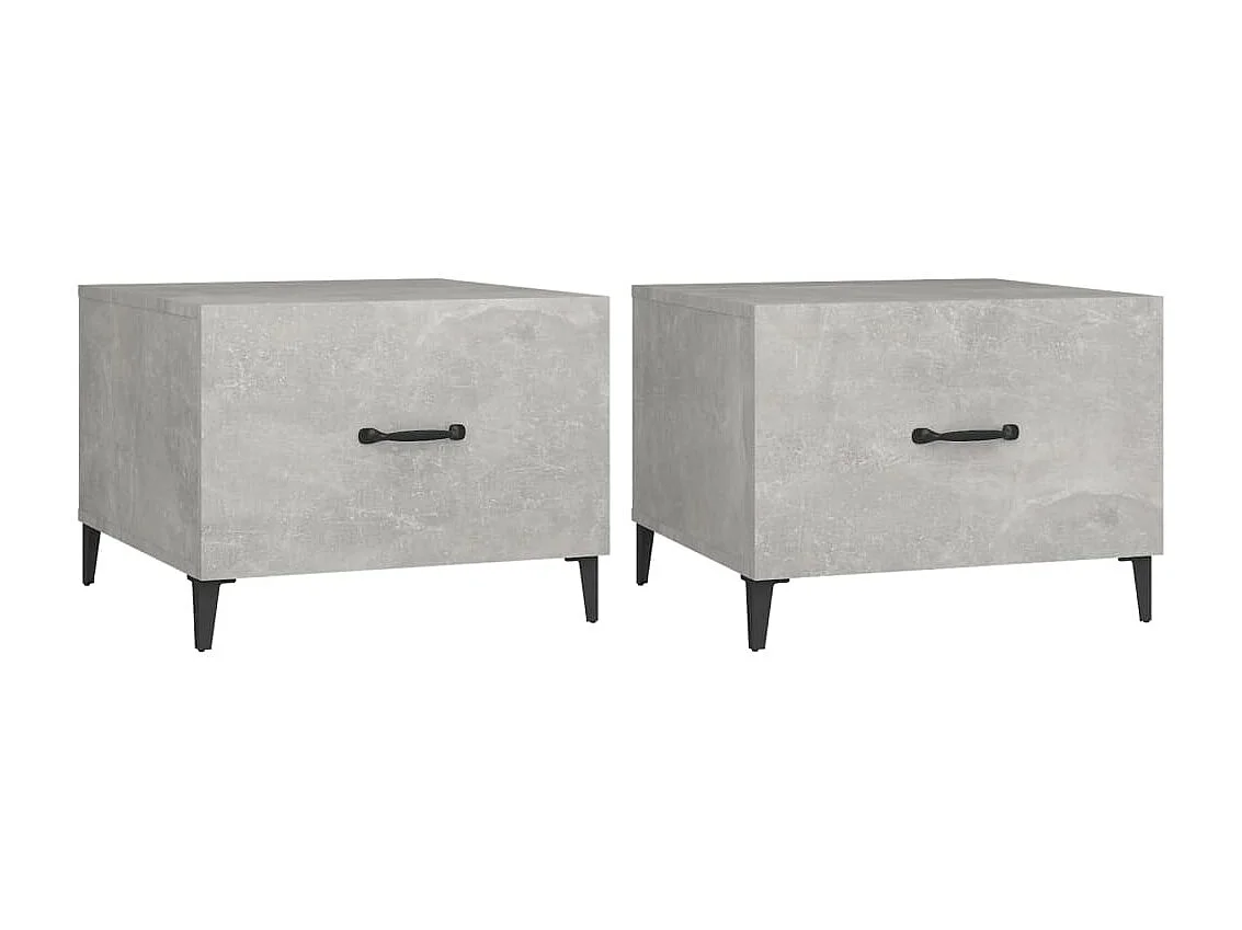 2er-Set Beistelltisch Couchtische mit Metallbeinen Betongrau 50x50x40 cm -MN81073