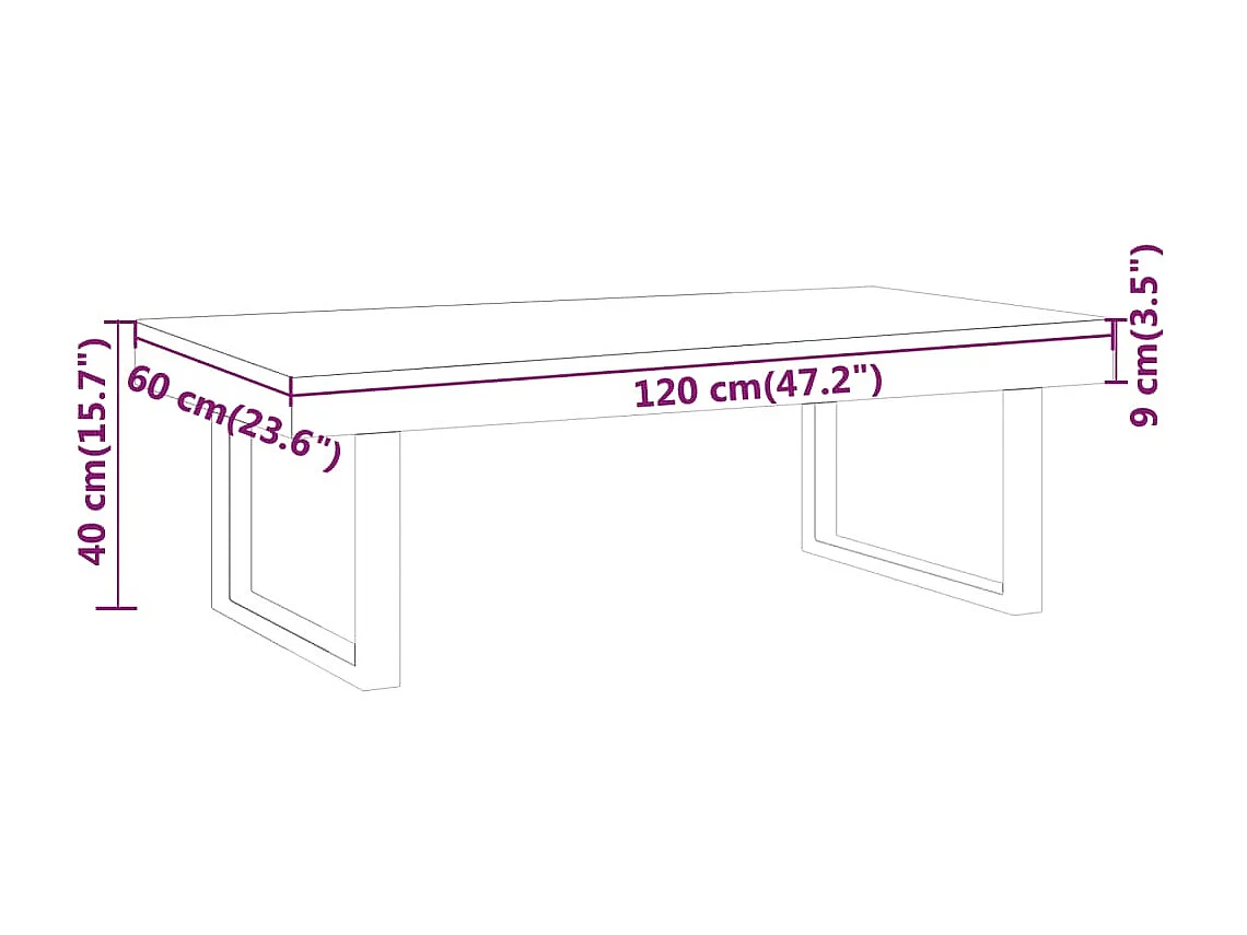 Couchtisch Beistelltisch Hellbraun und Schwarz 120x60x40 cm MDF und Eisen -MN23858