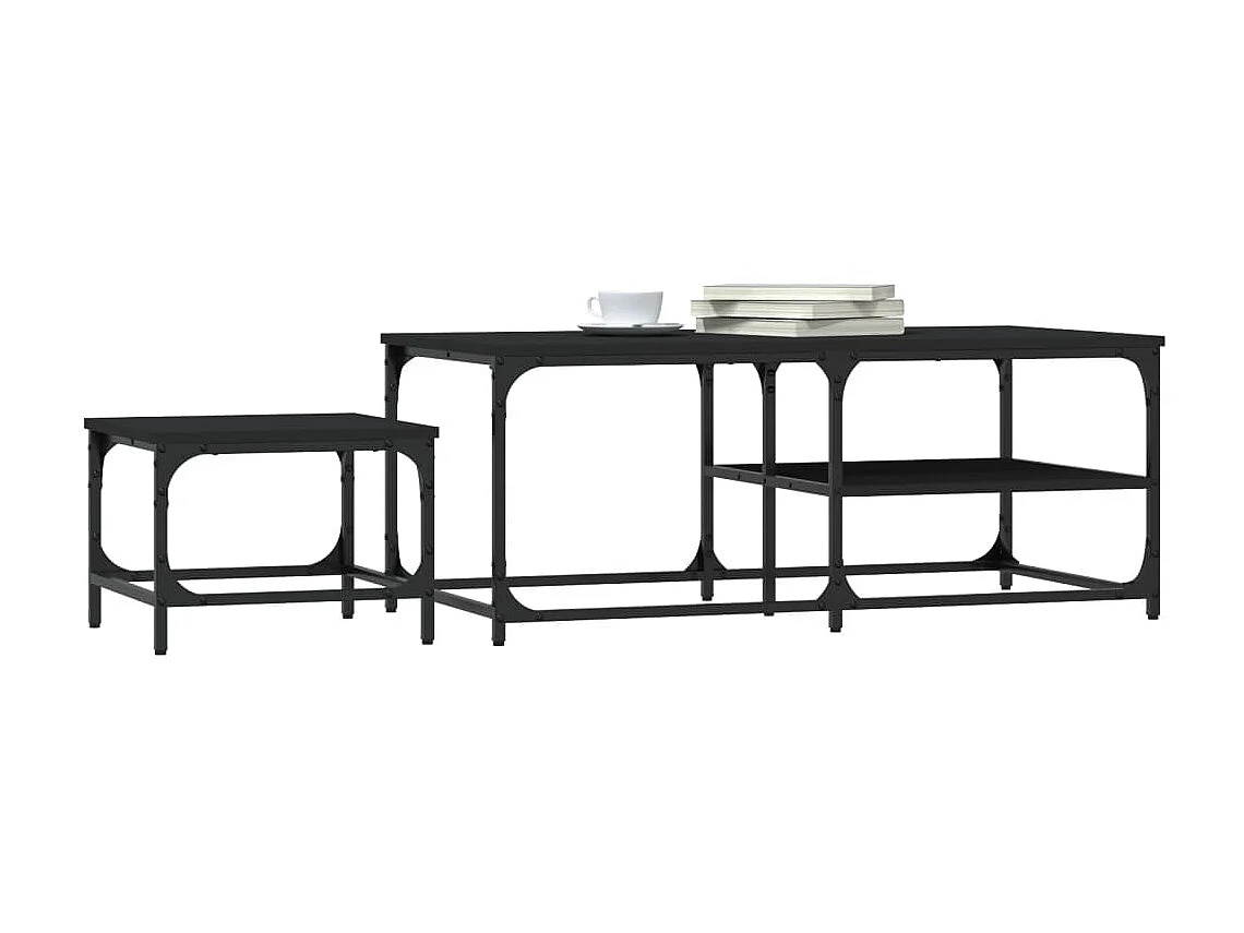 2er-Set Satztische Couchtische Schwarz Holzwerkstoff -MN66879