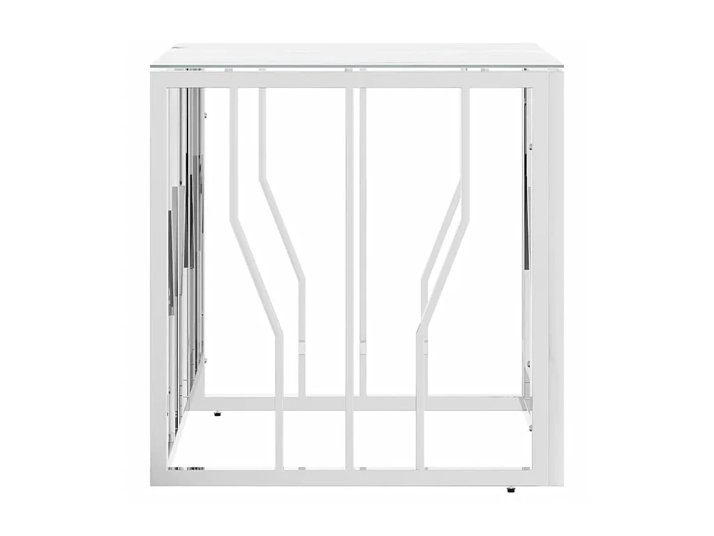 Couchtisch Beistelltisch Silbern 50x50x50 cm Edelstahl und Glas -MN24375