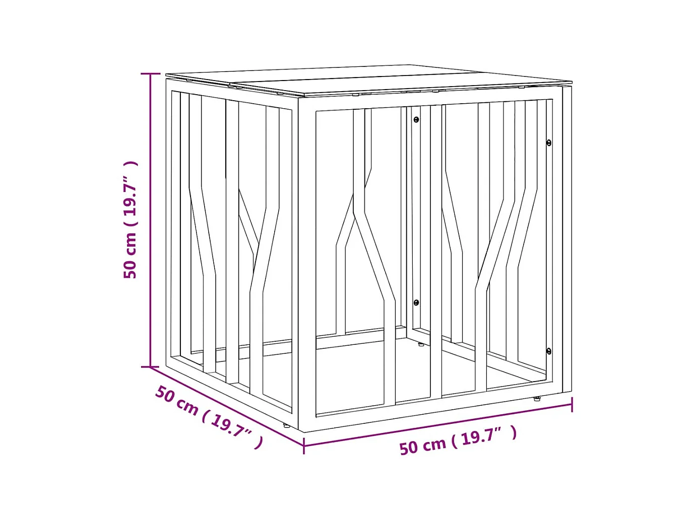 Couchtisch Beistelltisch Silbern 50x50x50 cm Edelstahl und Glas -MN24375