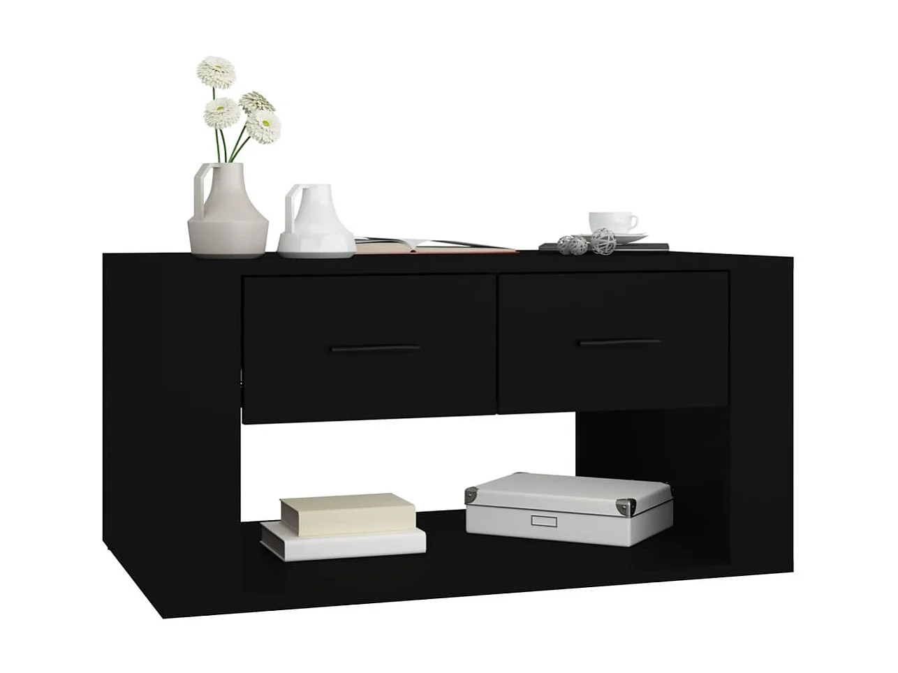 Couchtisch Beistelltisch Schwarz 80x50x40 cm Holzwerkstoff -MN32138