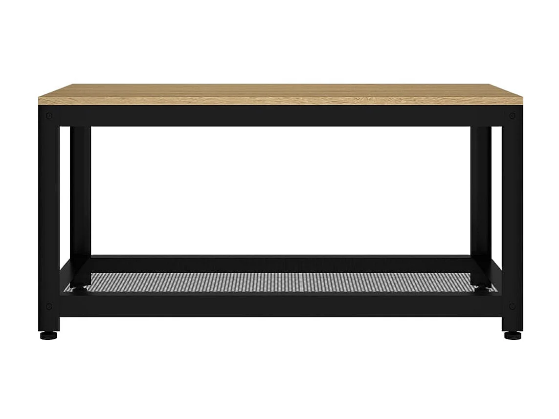 Couchtisch Beistelltisch Hellbraun und Schwarz 90x45x45 cm MDF und Eisen -MN62500