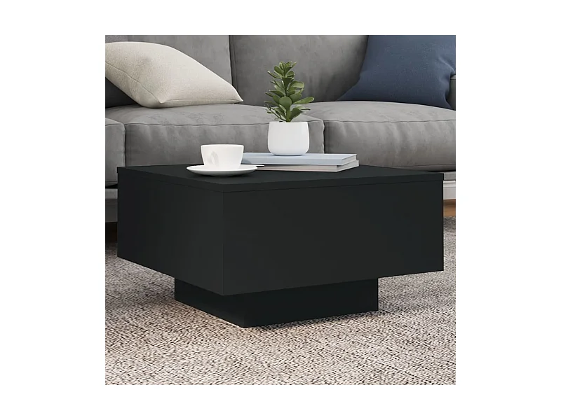 Couchtisch Beistelltisch mit LED-Leuchten Schwarz 55x55x31 cm -MN93731