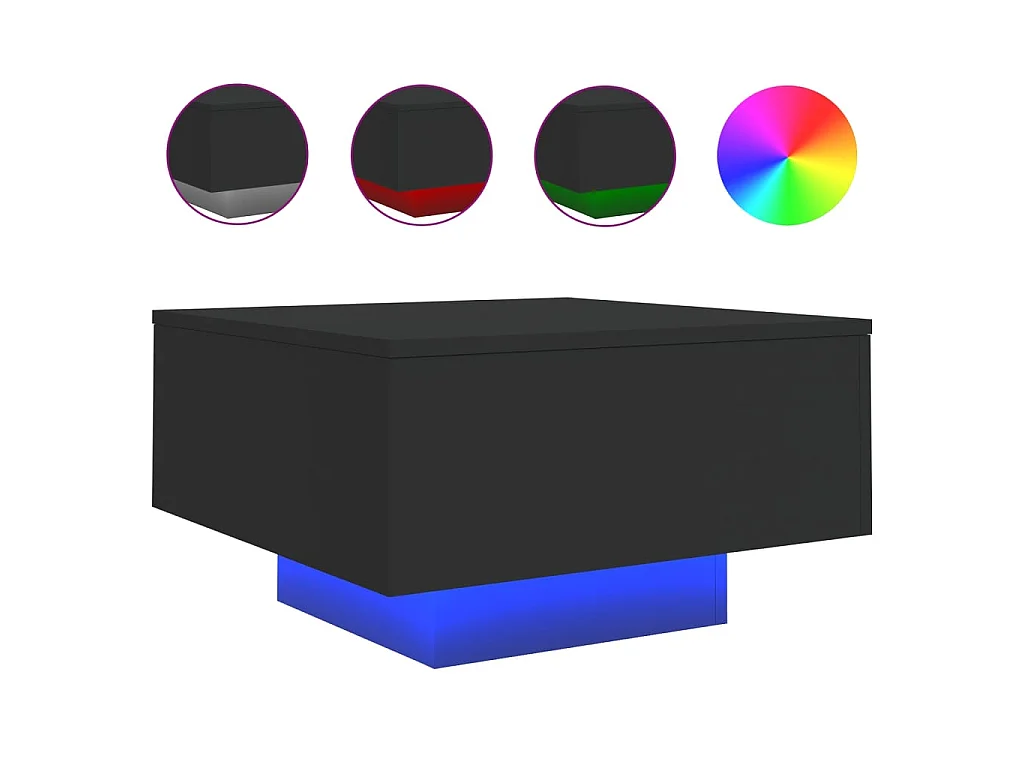 Couchtisch Beistelltisch mit LED-Leuchten Schwarz 55x55x31 cm -MN93731
