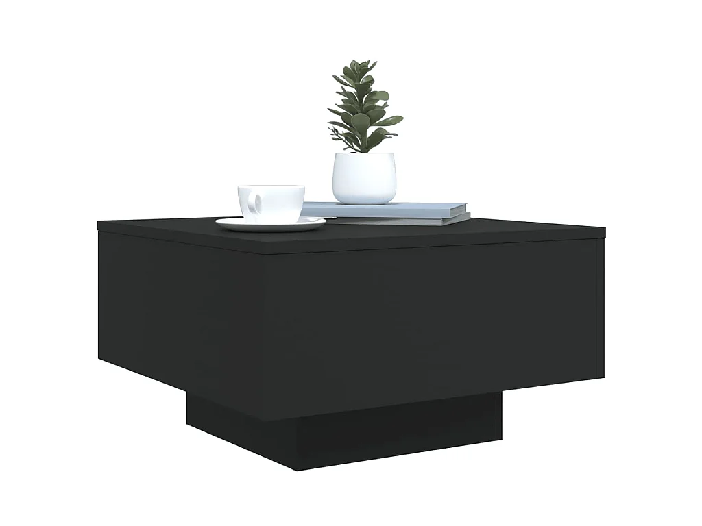 Couchtisch Beistelltisch mit LED-Leuchten Schwarz 55x55x31 cm -MN93731