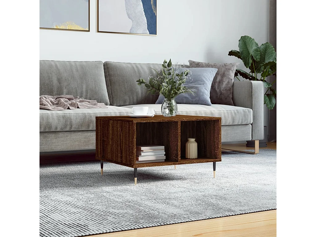 Couchtisch Braun Beistelltisch Eichen-Optik 60x50x36,5 cm Holzwerkstoff -MN11291