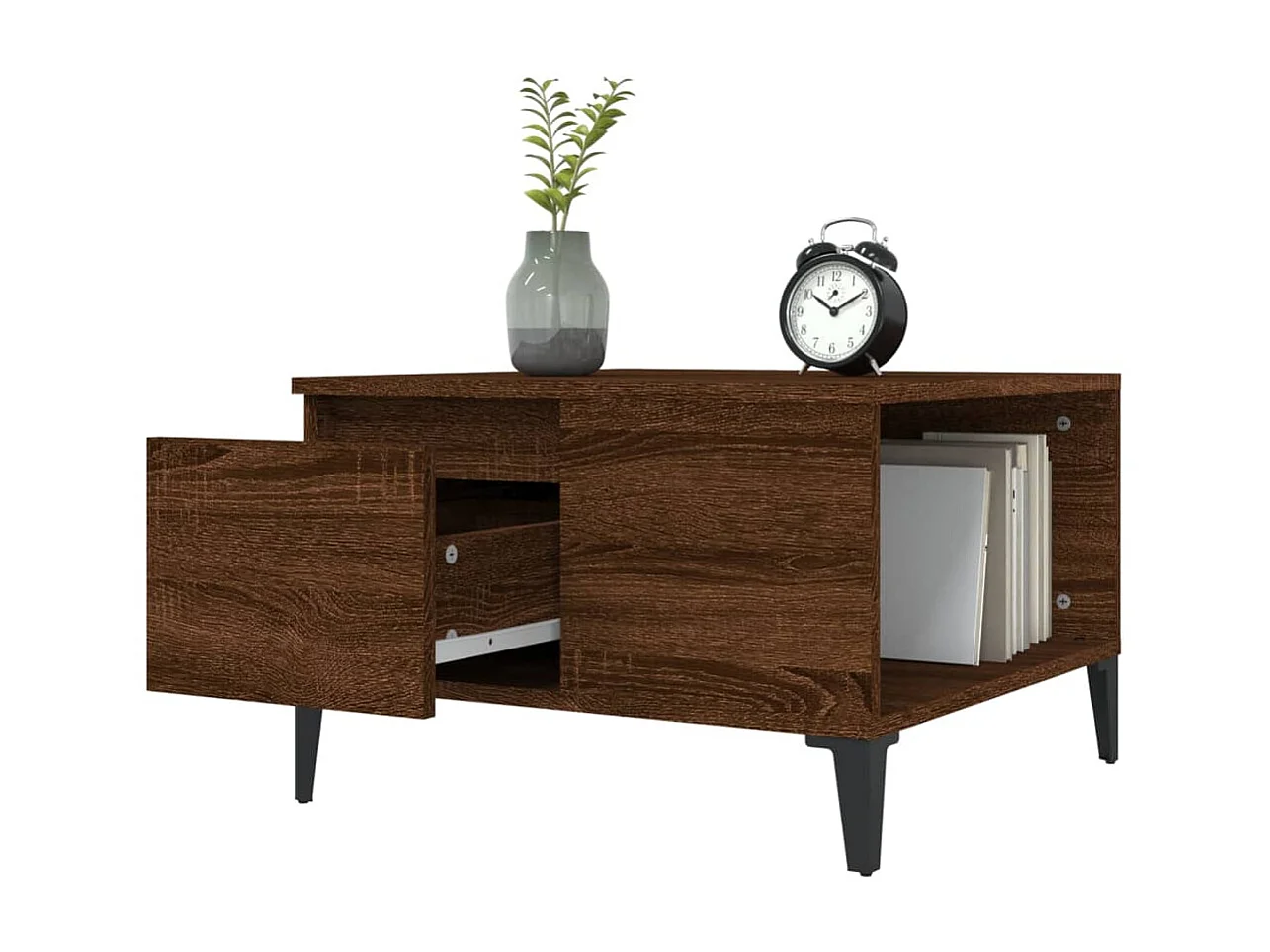 Couchtisch Braun Beistelltisch Eichen-Optik 55x55x36,5 cm Holzwerkstoff -MN97215