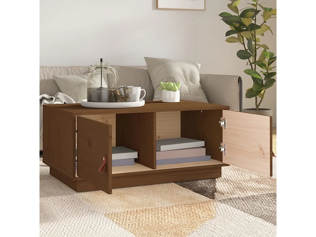 Couchtisch Beistelltisch Honigbraun 80x50x35 cm Massivholz Kiefer -MN22155