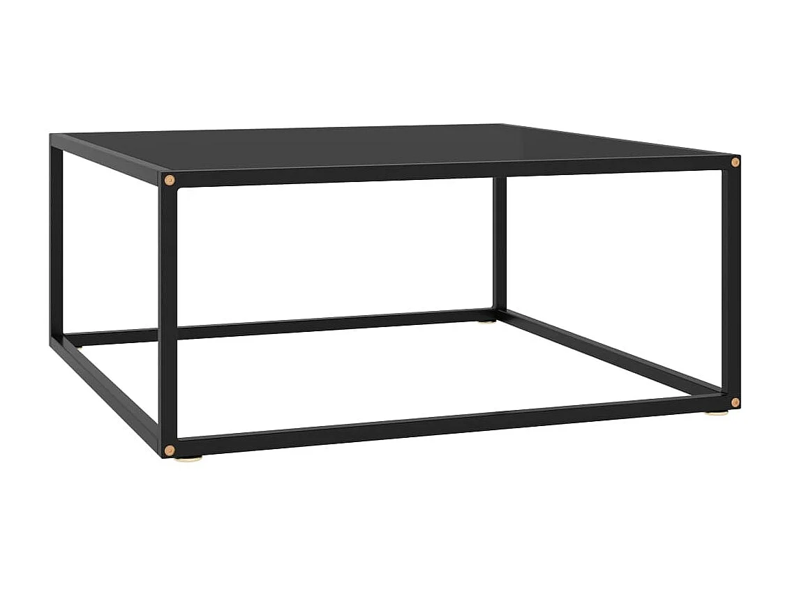 Couchtisch Schwarz mit Schwarzem Glas Beistelltisch 80x80x35 cm -MN26632