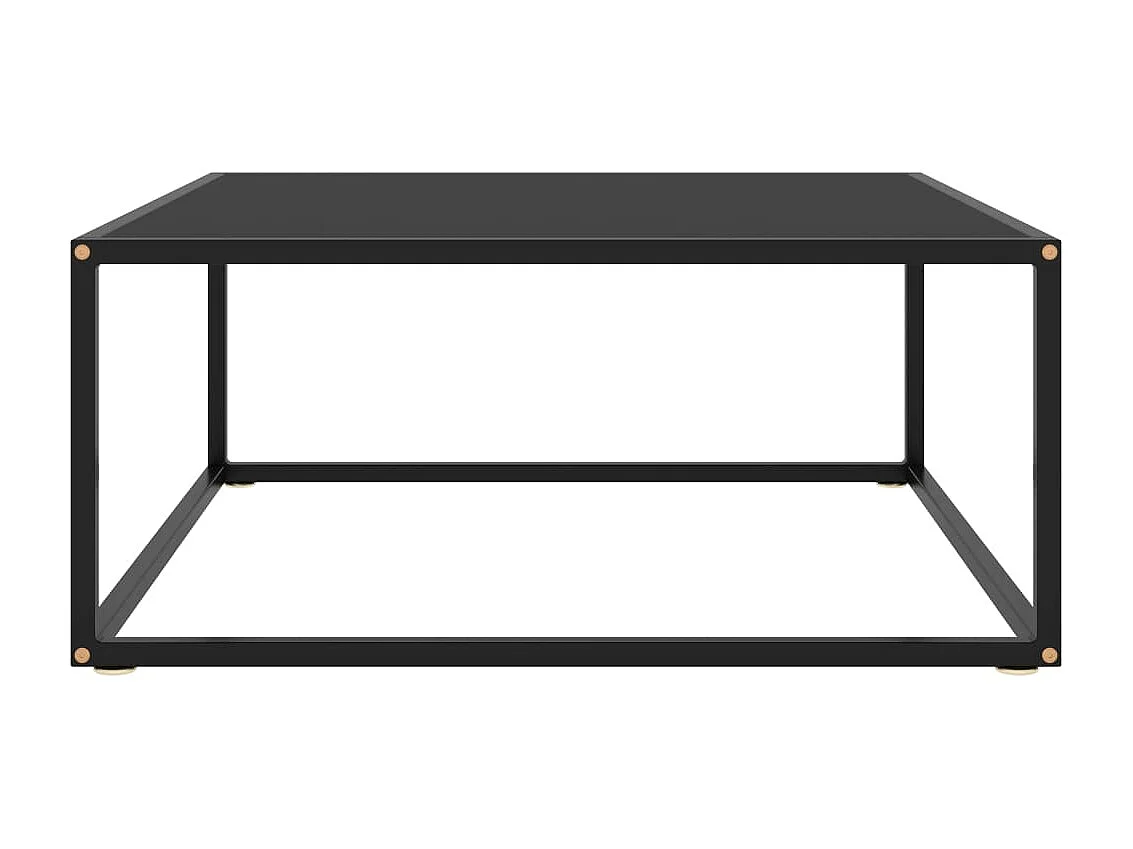 Couchtisch Schwarz mit Schwarzem Glas Beistelltisch 80x80x35 cm -MN26632