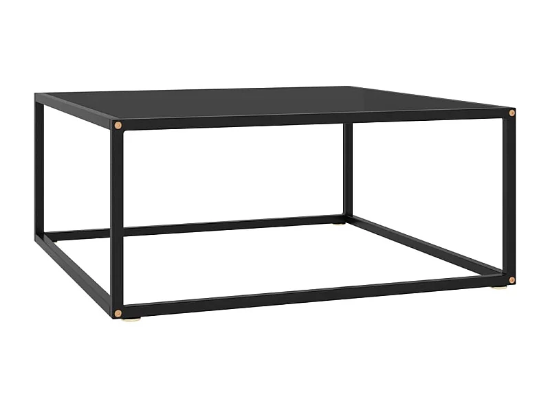 Couchtisch Schwarz mit Schwarzem Glas Beistelltisch 80x80x35 cm -MN26632