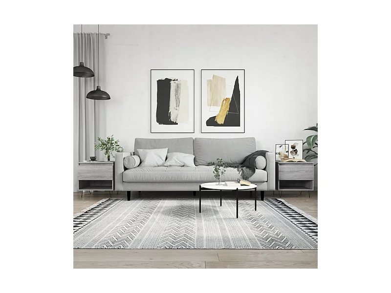 2er-Set Couchtische Beistelltisch Grau Sonoma 50x46x50 cm Holzwerkstoff -MN24030