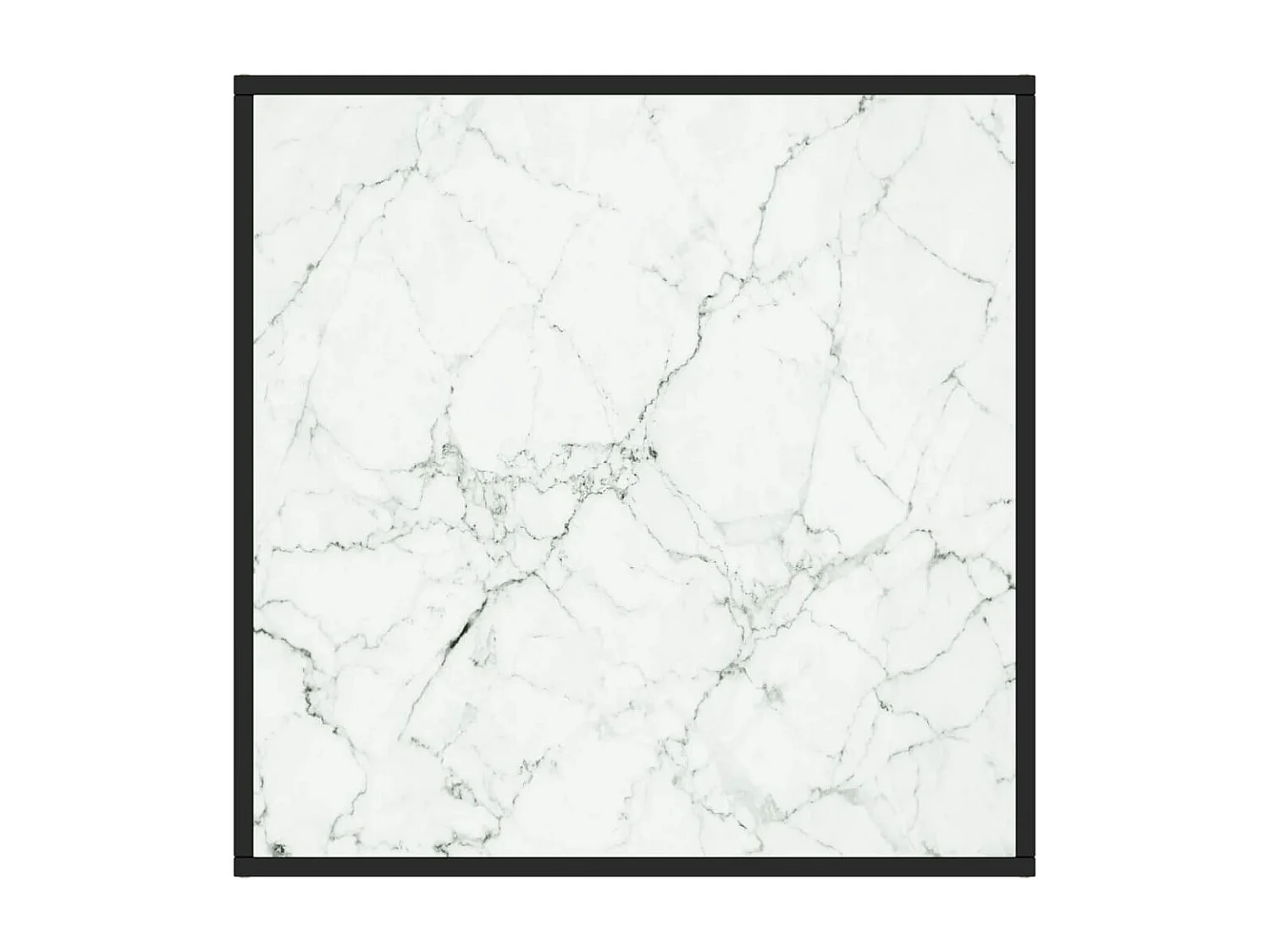 Couchtisch Beistelltisch Schwarz mit Weißem Glas in Marmor-Optik 80x80x35 cm -MN30158
