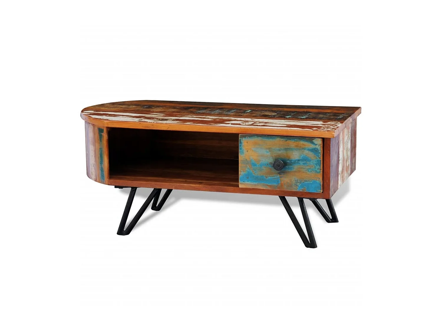 Couchtisch Beistelltisch mit Haarnadelbeinen Altholz -MN32606