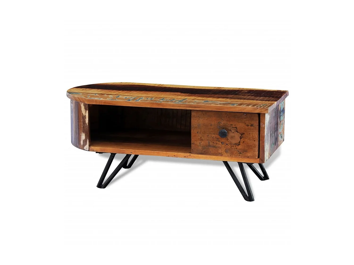 Couchtisch Beistelltisch mit Haarnadelbeinen Altholz -MN32606