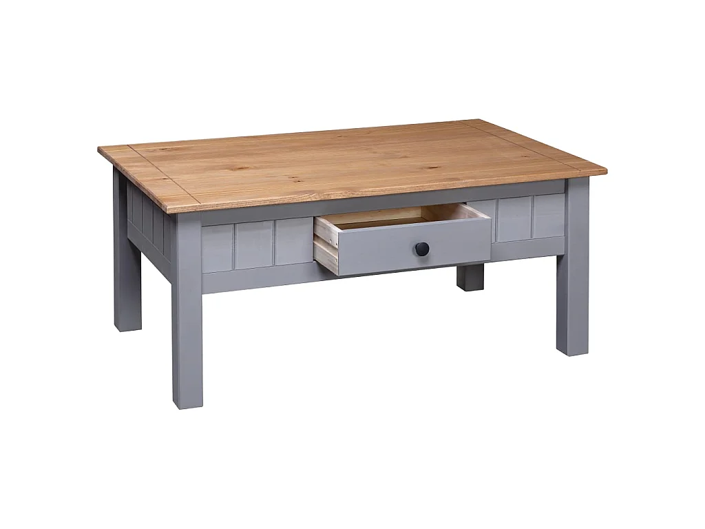 Couchtisch Beistelltisch Grau 100x60x45 cm Massivholz Panama-Kiefer -MN76233