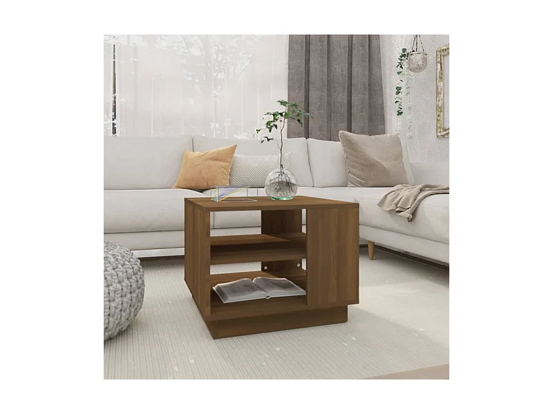 Couchtisch Braun Beistelltisch Eichen-Optik 55x55x43 cm Holzwerkstoff -MN65832