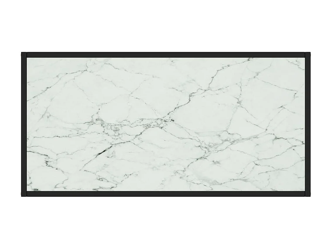 Couchtisch Beistelltisch Schwarz mit Weißem Glas in Marmor-Optik 100x50x35 cm -MN90890