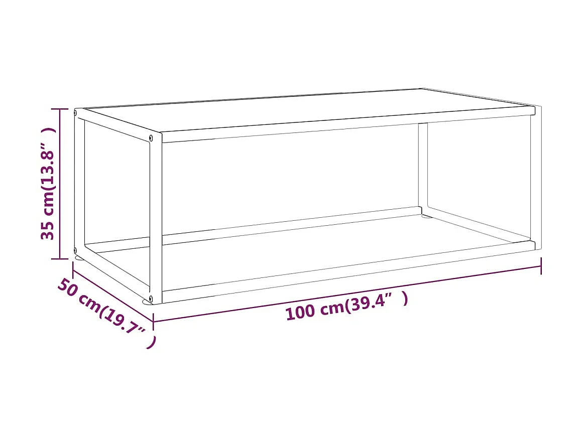 Couchtisch Beistelltisch Schwarz mit Weißem Glas in Marmor-Optik 100x50x35 cm -MN90890