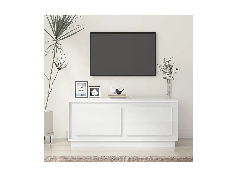 Couchtisch Beistelltisch Hochglanz-Weiß 102x50x44 cm Holzwerkstoff -MN42485