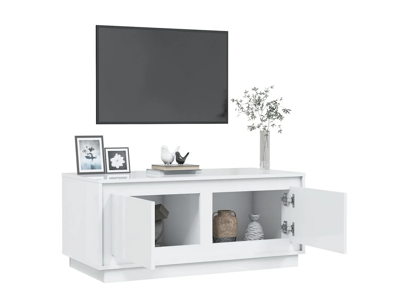 Couchtisch Beistelltisch Hochglanz-Weiß 102x50x44 cm Holzwerkstoff -MN42485