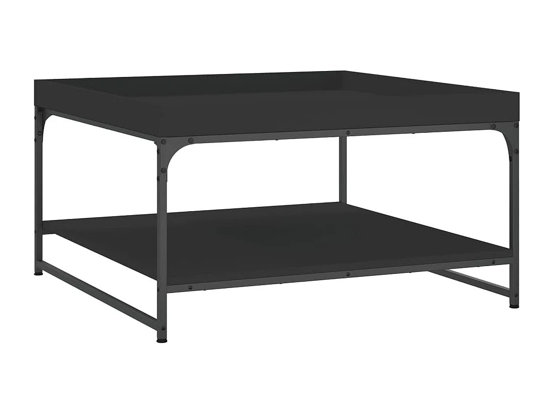 Couchtisch Beistelltisch Schwarz 80x80x45 cm Holzwerkstoff und Eisen -MN52077